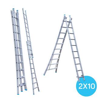 Eurostairs Reform ladder dubbel uitgebogen 2x10 sporten