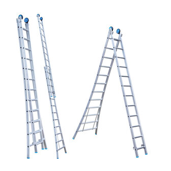 Eurostairs Reform ladder dubbel uitgebogen 2x12 sporten + gevelrollen