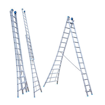 Eurostairs Reform ladder dubbel uitgebogen 2x14 sporten + gevelrollen