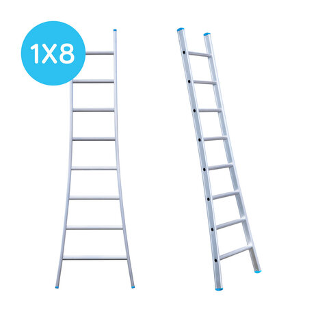 Eurostairs Ladder enkel uitgebogen 1x8 sporten