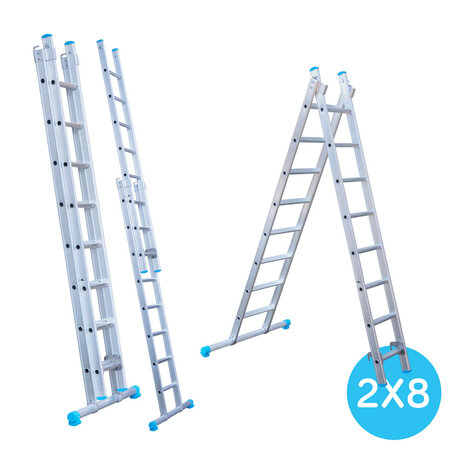 Eurostairs Reform ladder dubbel recht 2x8 sporten