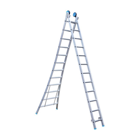 Eurostairs Reform ladder dubbel uitgebogen 2x12 sporten + gevelrollen