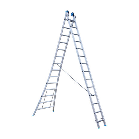 Eurostairs Reform ladder dubbel uitgebogen 2x14 sporten + gevelrollen