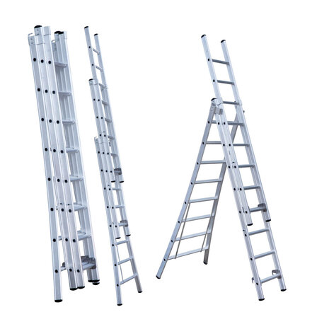 Eurostairs Reform ladder driedelig uitgebogen 3x8 sporten