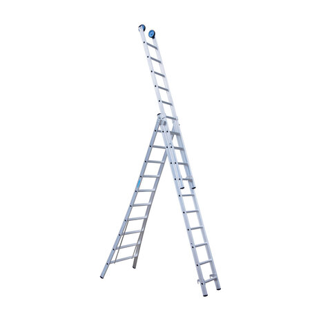 Eurostairs Reform ladder driedelig uitgebogen 3x10 sporten + gevelrollen