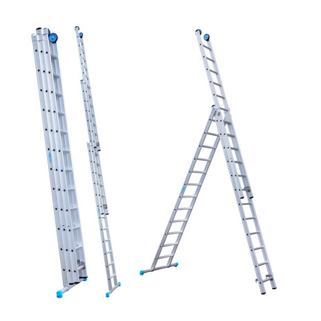 Eurostairs Reform ladder driedelig recht 3x12 sporten + gevelrollen