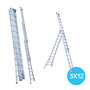 Eurostairs Reform ladder driedelig uitgebogen 3x12 sporten + gevelrollen